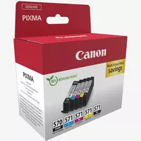 Canon PGI-570BK / CLI-571 BK/C/M/Y Ink Cartridge Multipack Product Package angled view